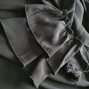 Black Ruffle Blouse with neck tassel detailing - Size L